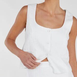 DISSH OSCAR WHITE SCOOP NECK LINEN VEST